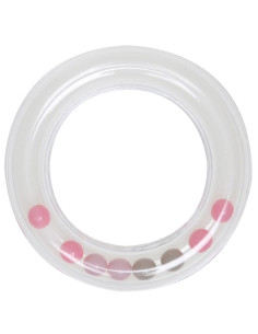 Transparenter Rasselring mit Perlen 80 mm - Rosa