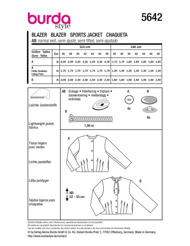 Patron de blazer - Burda 5642