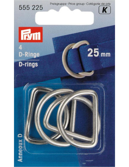 Schachtel mit 4 D-Ringen - Silber 25 mm