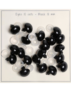Schwarze Sicherheitsaugen 18 mm - 10 Paare