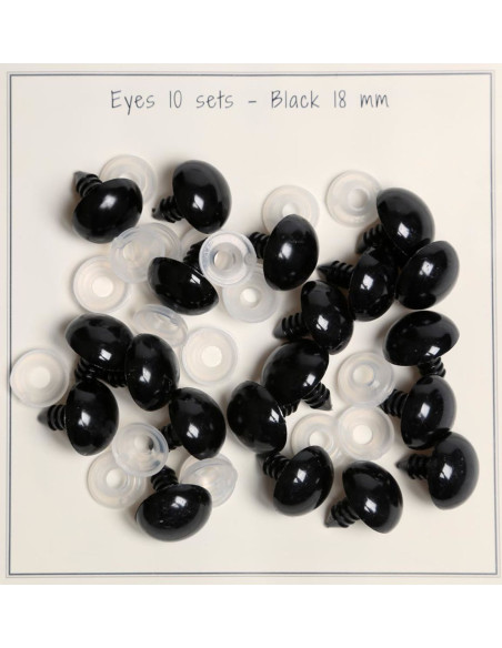 Schwarze Sicherheitsaugen 18 mm - 10 Paare