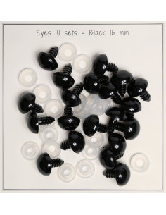 Schwarze Sicherheitsaugen 16 mm - 10 Paare
