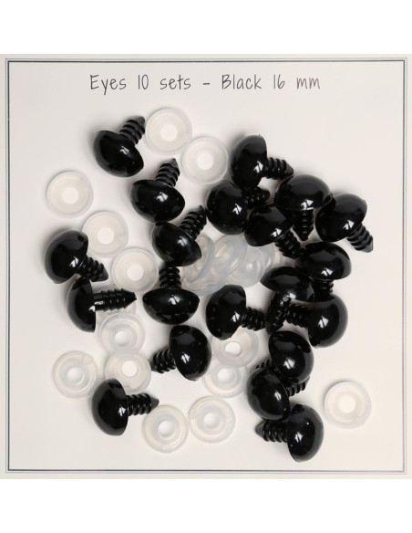 Schwarze Sicherheitsaugen 16 mm - 10 Paare