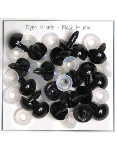 Schwarze Sicherheitsaugen 14 mm - 10 Paare