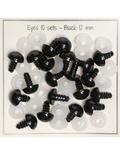 Schwarze Sicherheitsaugen 12 mm - 10 Paare