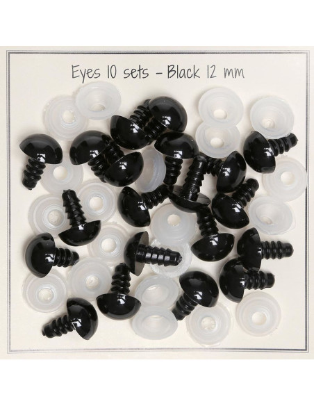 Schwarze Sicherheitsaugen 12 mm - 10 Paare