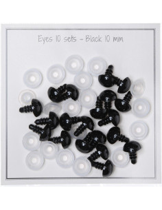 Schwarze Sicherheitsaugen 10 mm - 10 Paare
