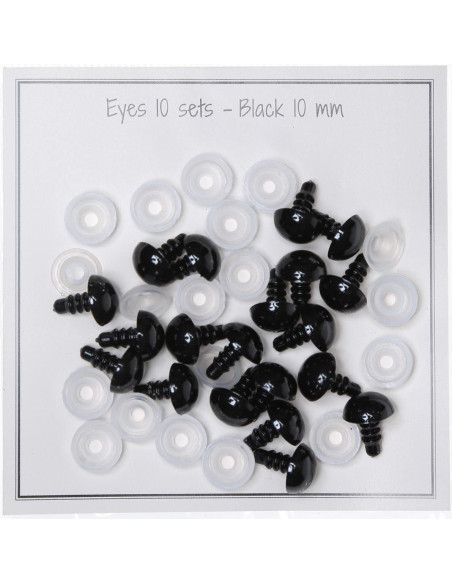 Schwarze Sicherheitsaugen 10 mm - 10 Paare