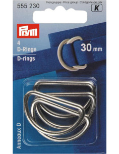 Schachtel mit 4 D-Ringen - Silber 30 mm
