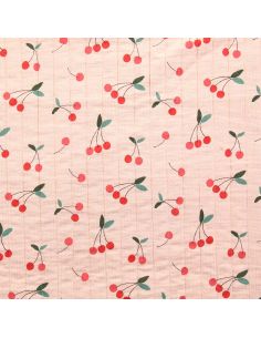 Tissu coton matelassé double face Clafoutis - Peau et cerise 2
