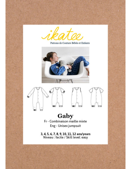Gaby Unisex Overall-Schlafanzug Schnittmuster - Ikatee