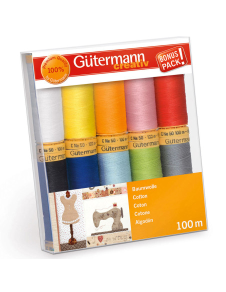 Set mit 10 Nähfäden aus Baumwolle Gütermann - Leuchtend
