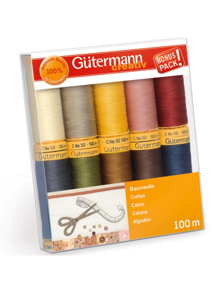 Set mit 10 Nähfäden aus Baumwolle Gütermann - Herbst