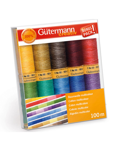 Set mit 10 Nähfäden aus Baumwolle von Gütermann - Mehrfarbig