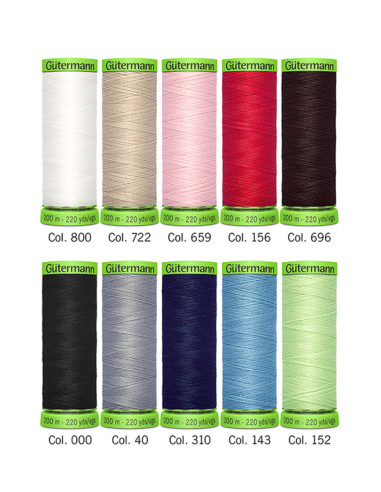 Set mit 10 Gütermann Polyester-Nähfäden - Extra fein