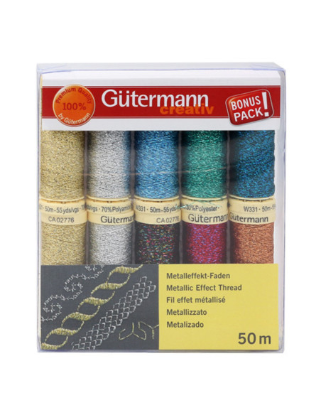 Set mit 10 Nähfäden von Gütermann - Faden mit Metalleffekt