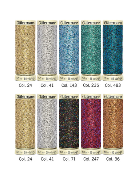 Set mit 10 Nähfäden von Gütermann - Faden mit Metalleffekt