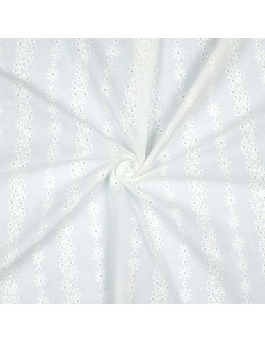Tissu broderie anglaise Capucine - Blanc
