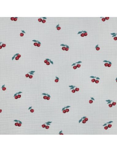 Tissu double gaze imprimé - Cerises