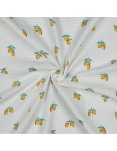 Tissu double gaze imprimé - Citrons