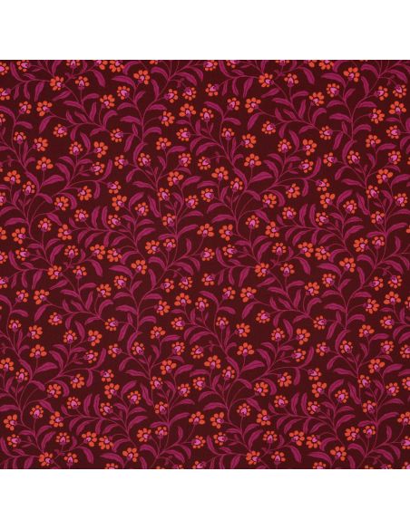 Tissu viscose - Ornements bordeaux