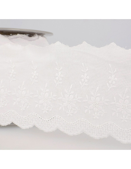 Englische Stickerei Clémence 85 mm - Weiß
