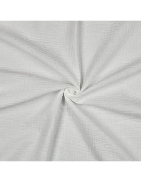 Tissu double gaze broderie anglaise festonnée - Blanc