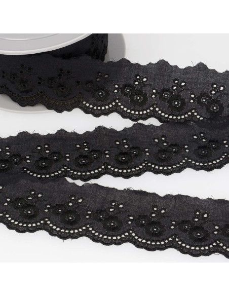 Englische Stickerei Anaïs 45 mm - Schwarz