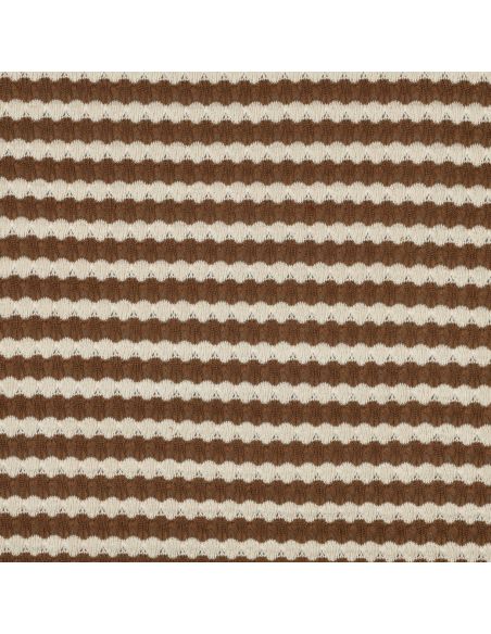 Tissu maille tricot Jacquard à rayures - Brun