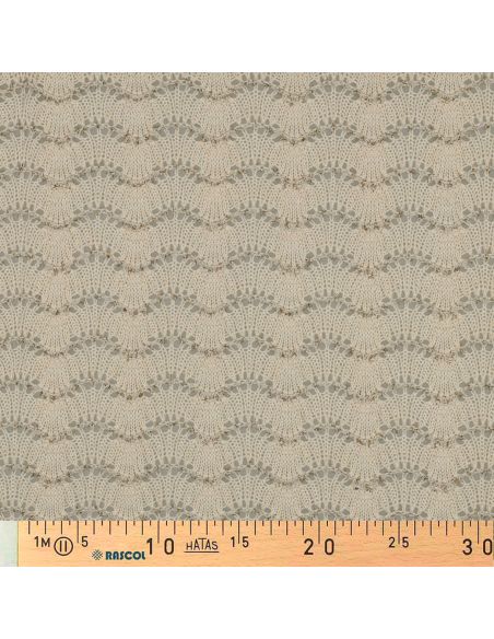 Tissu maille jacquard ajourée lurex - Écru
