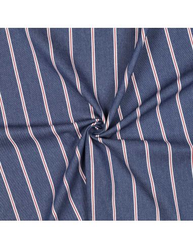 Tissu Denim léger à rayures - Bleu moyen