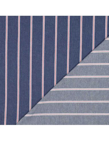 Tissu Denim léger à rayures - Bleu moyen