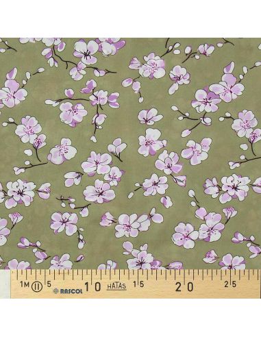 Tissu viscose Sakura - Vert olive