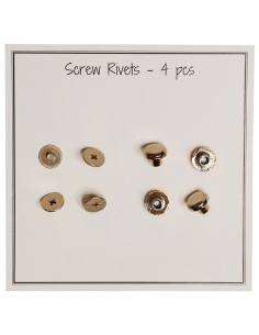 Satz von 4 Schraubnieten aus Metall 8,2 x 6 mm - Gold
