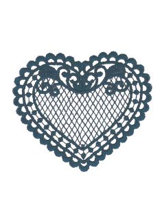 Écusson thermocollant coeur dentelle - Bleu pétrole