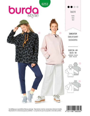 Sweatshirt-Schnittmuster - Burda 6253