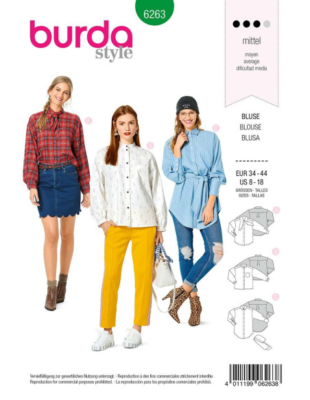 Blusen- und Hemdenschnittmuster - Burda 6263