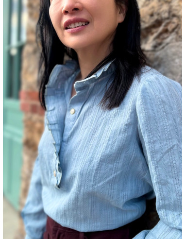 Tissu broderie Iris bleu ciel - My Dress Made