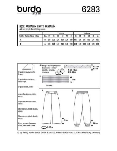 Haremhosen-Schnittmuster - Burda 6283