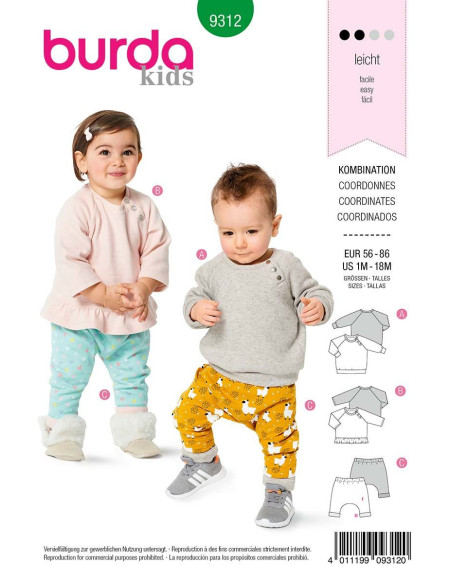 T-Shirt- und elastische Hosenmuster - Burda 9312