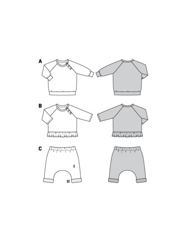 T-Shirt- und elastische Hosenmuster - Burda 9312