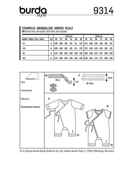 Strampler-Schnittmuster - Burda 9314