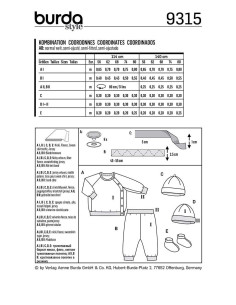 Mütze, Hose und Sweatjacke Schnittmuster - Burda 9315 2