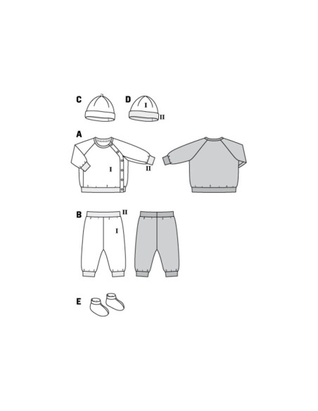 Mütze, Hose und Sweatjacke Schnittmuster - Burda 9315