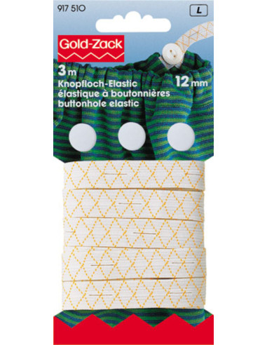 Knopflochgummi 12 mm mit 3 Knöpfen