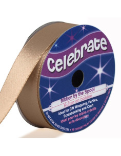 Satinband Celebrate beige braun - 13 mm x 6 Meter