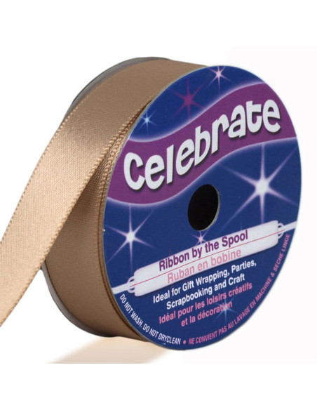 Satinband Celebrate beige braun - 13 mm x 6 Meter