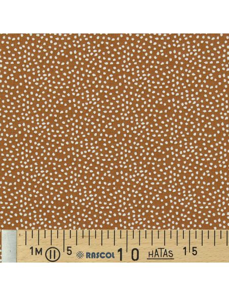 Tissu popeline de coton - Tassi caramel et blanc