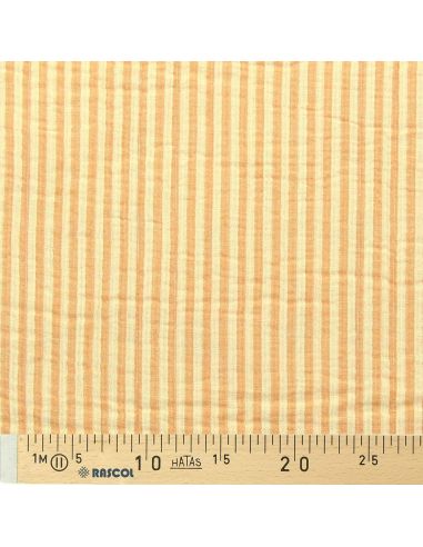 Tissu coton matelassé double face Adva - Écru et mangue