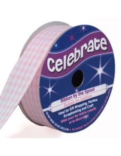 Vichy-Karo-Band Celebrate rosa - 15 mm x 4 Meter